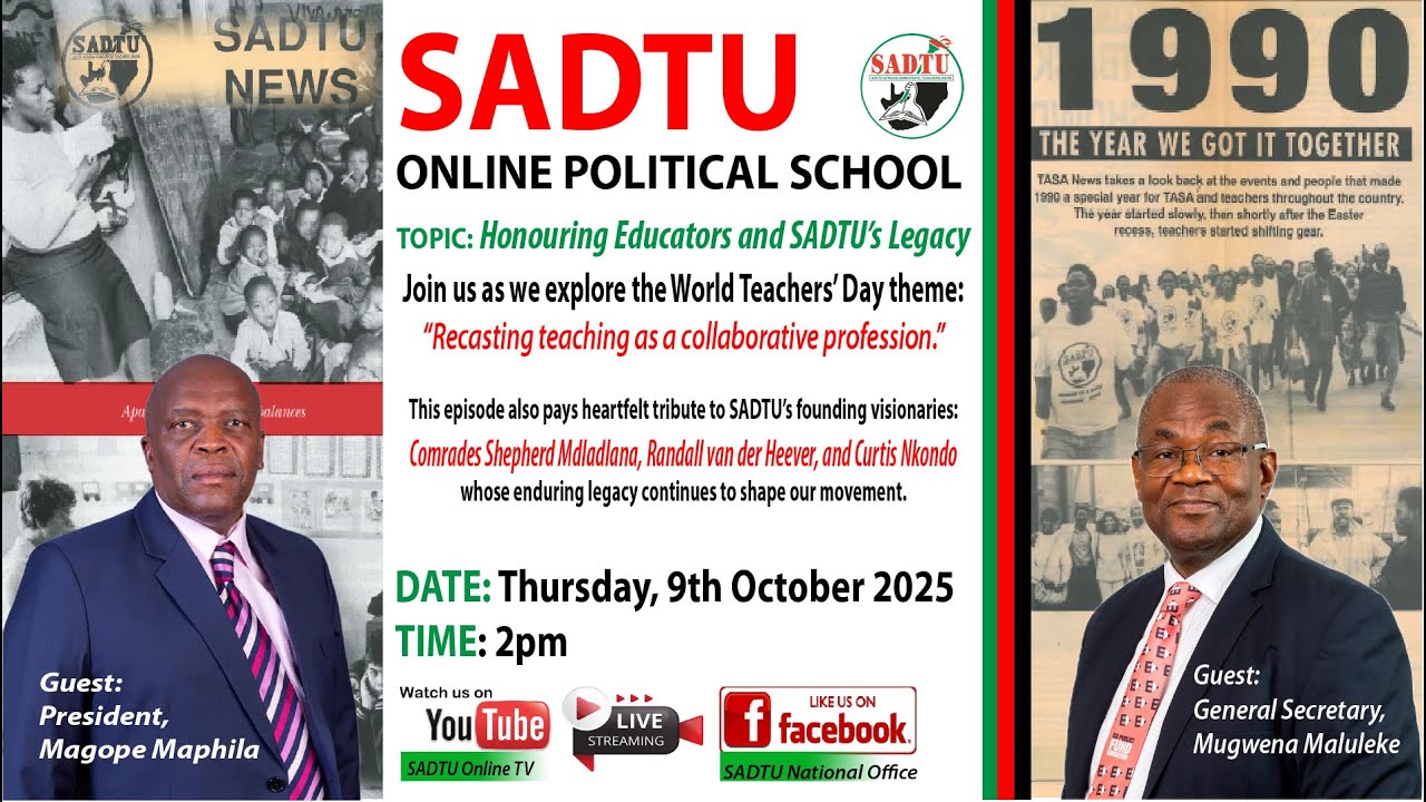 Missed it live? Catchup SADTU ONLINE POLITICAL SCHOOL - EP7 - HONOURING EDUCATORS AND SADTU'S LEGACY