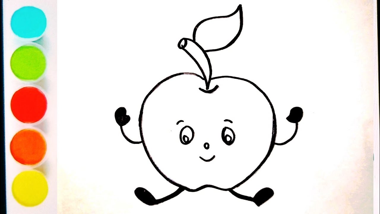 How to draw a cute apple for kids | easy apple drawing for kids#drawing#howtodraw #forkids #coloring