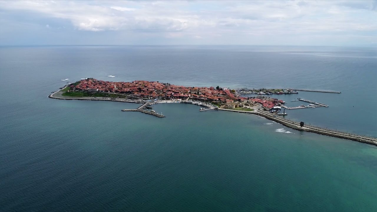 Old town nessebar 4k drone video