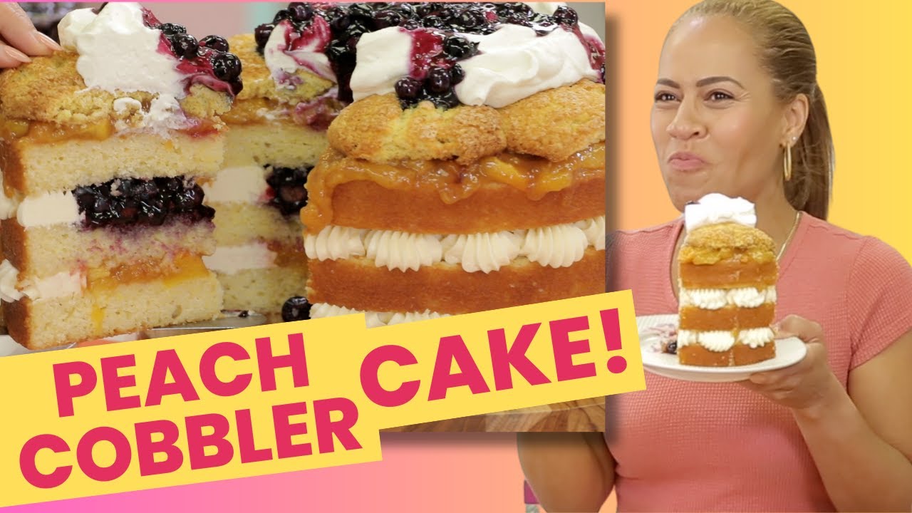 DELICIOUS Peach Cobbler Layer CAKE with Blueberry and Corn Meal | How to Cake It with Yolanda Gampp