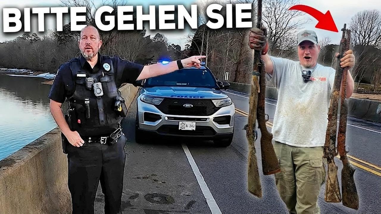 Polizei wirft uns raus, nachdem wir Waffen unter Wasser finden!