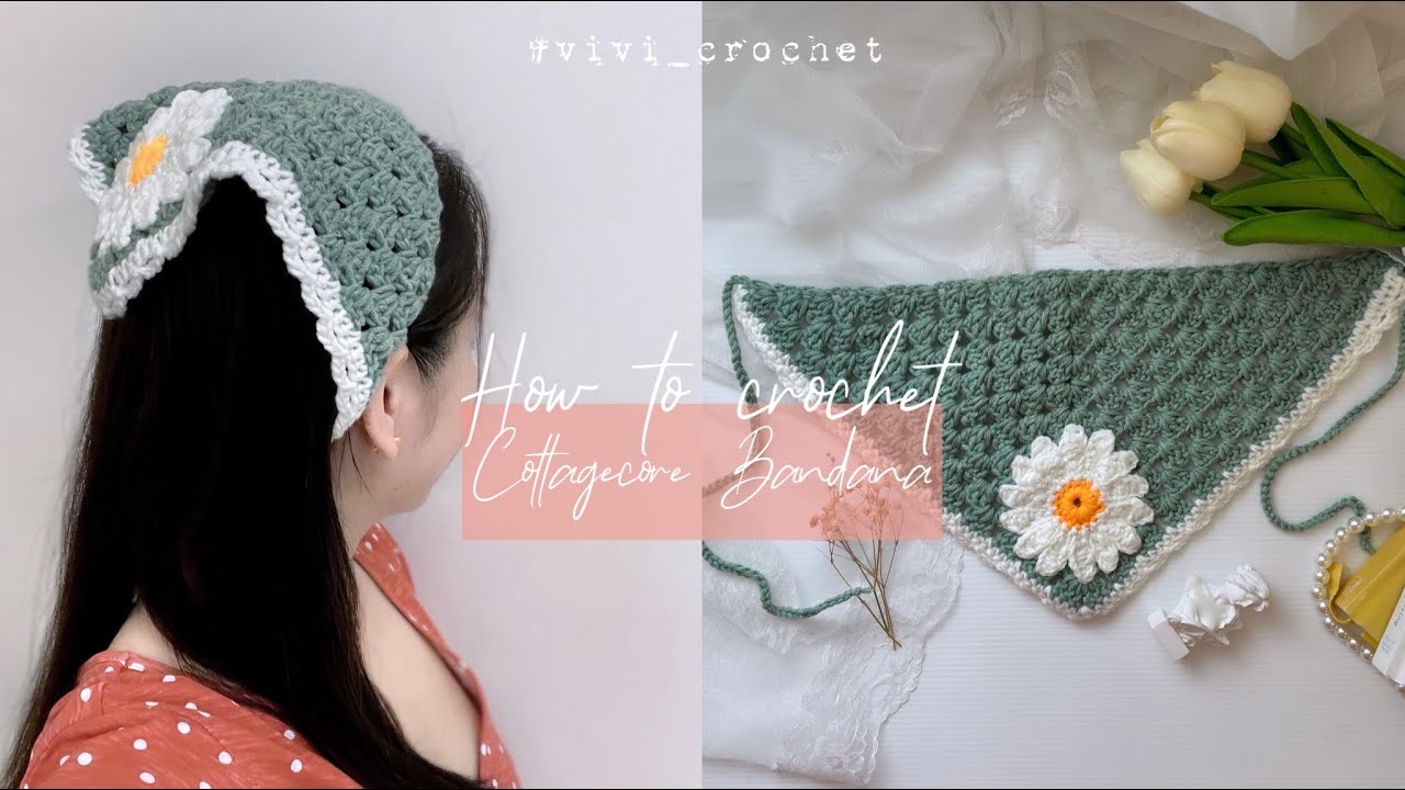 🌿 How To Crochet Cottagecore Bandana | Kerchief DIY 🌿