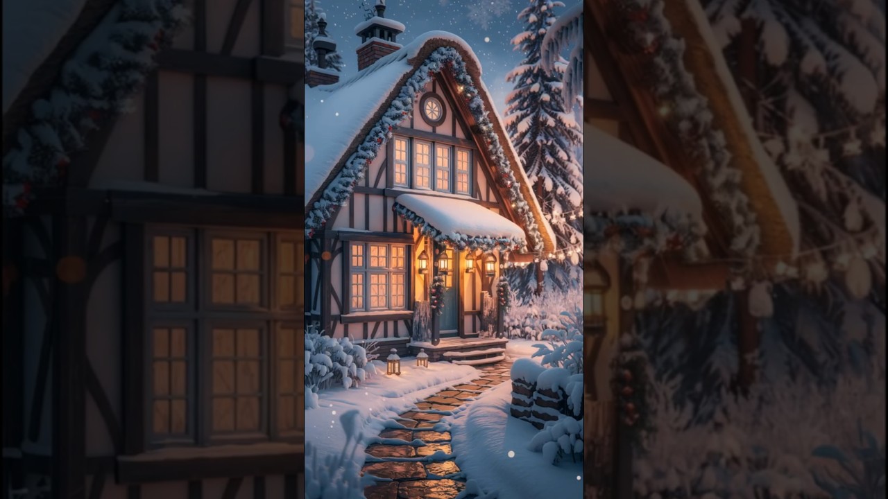 Cozy Holiday Cottage — Snowy Exterior, Farmhouse Kitchen & Welcoming Porch 