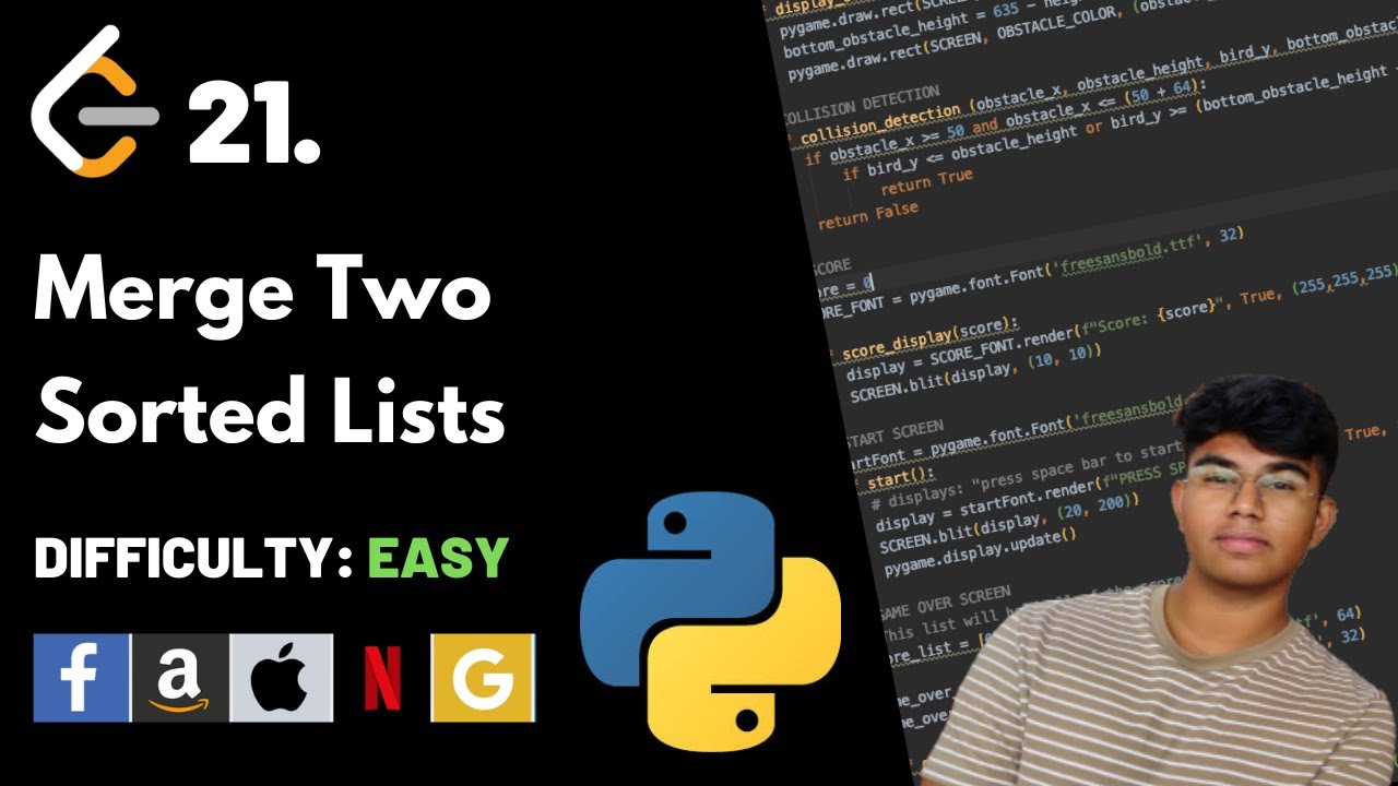 Merge Two Sorted Lists | Leet code 21 | Theory explained + Python code