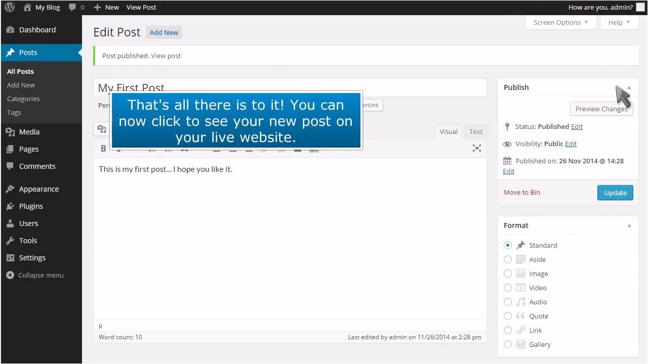 How to write a new post in WordPress
