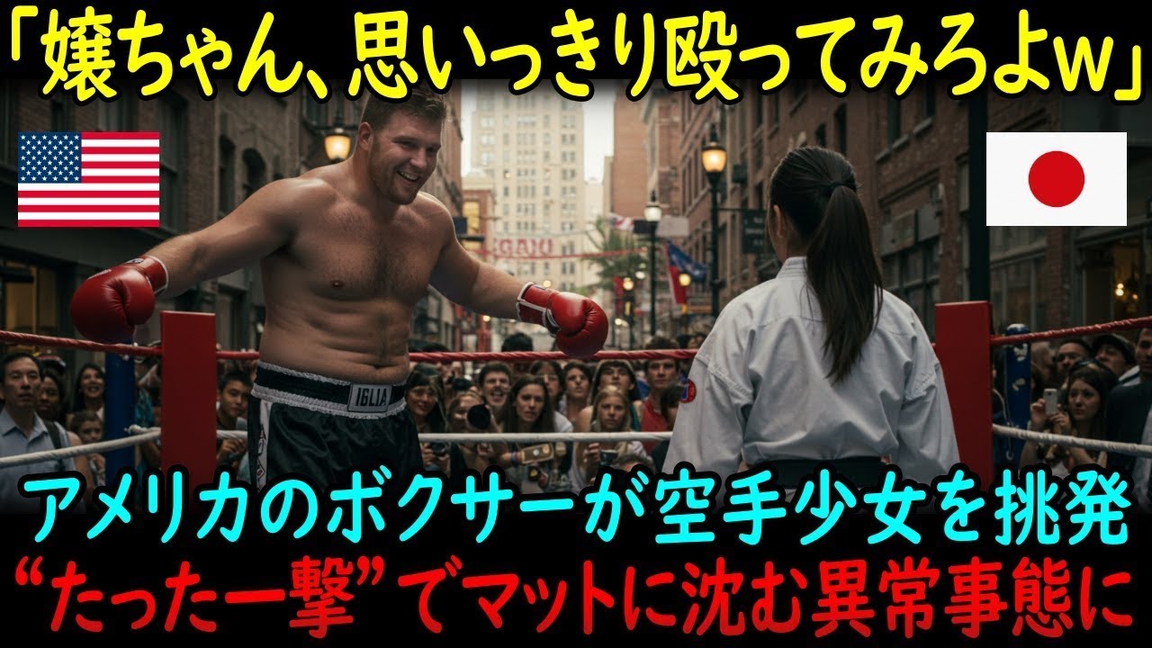 「小娘のパンチなんて屁でもない」アメリカの巨漢ボクサーが日本の少女を嘲笑して屋外で対戦…しかし、少女は極真空手の元世界ジュニアだった【海外の反応】