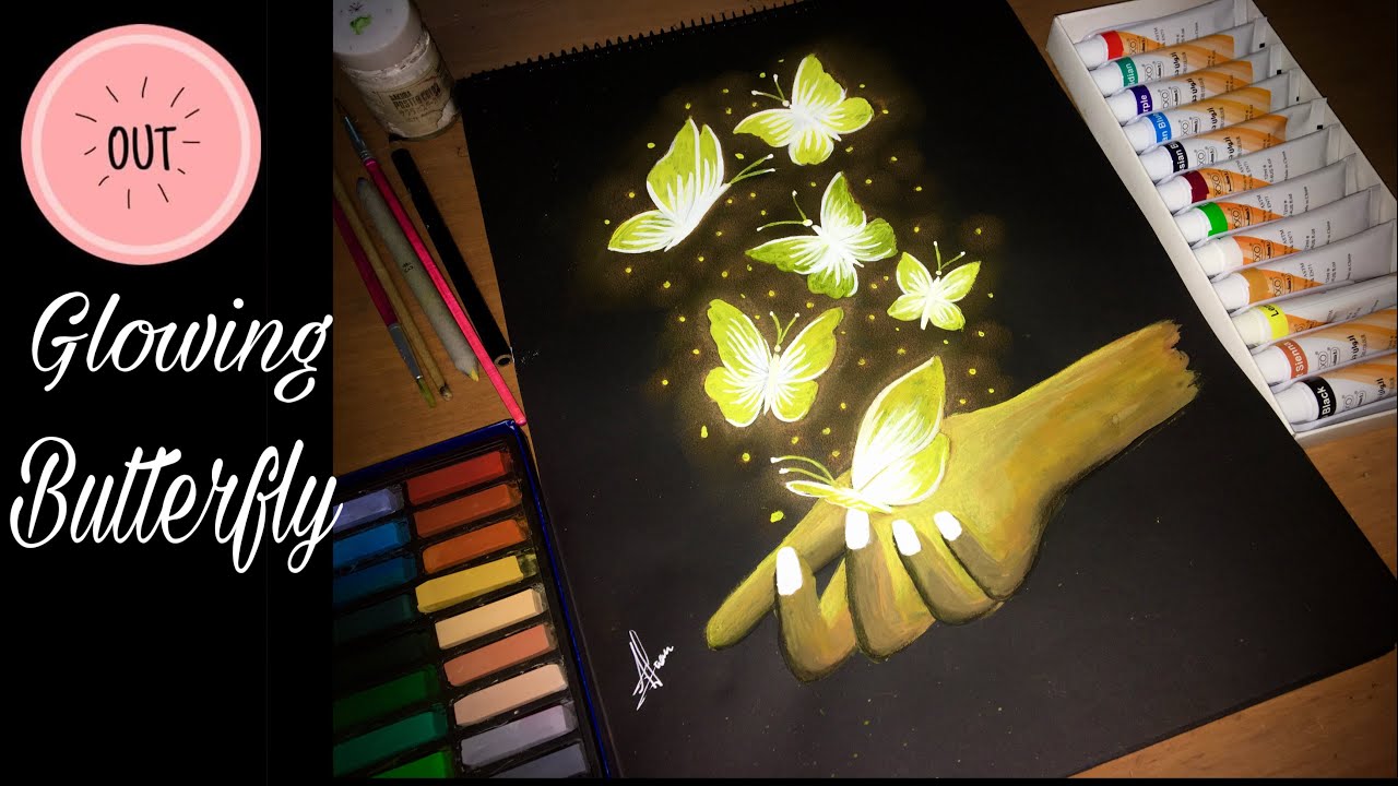 How to art Glowing Butterfly || Glowing butterfly with gouache painting color | gouache art tutorial