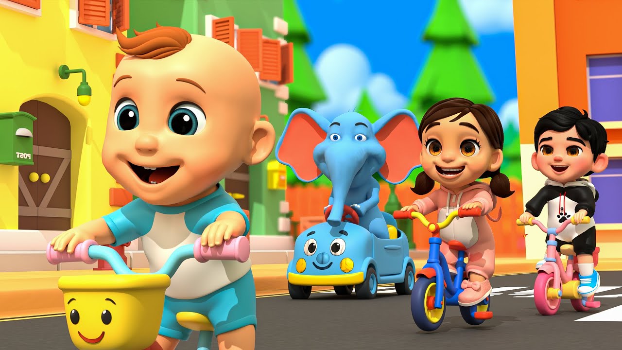 Racing Adventure Playtime with Farm Animals Nursery Songs | Wheels Go Round Baby Song