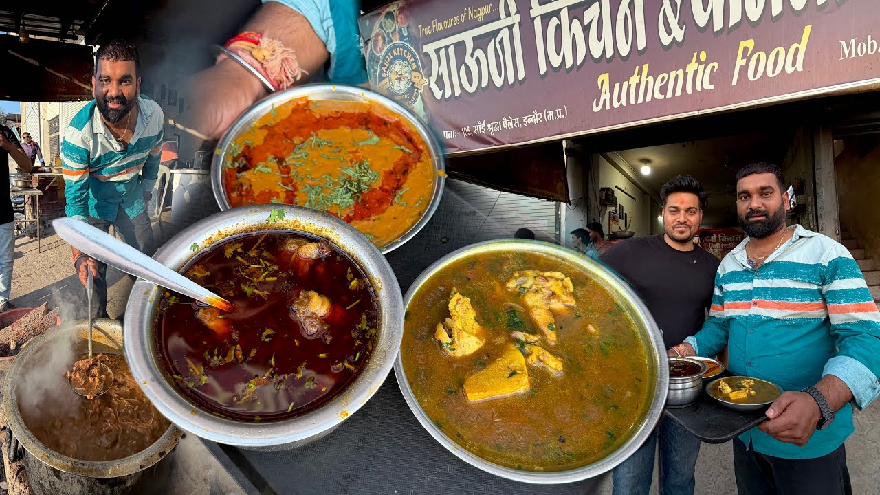 Sauji Mutton Indore लोग अंदर आने से पहले रूमाल निकाल लेते। काला बकरा साऊजी मटन | Indore Street food