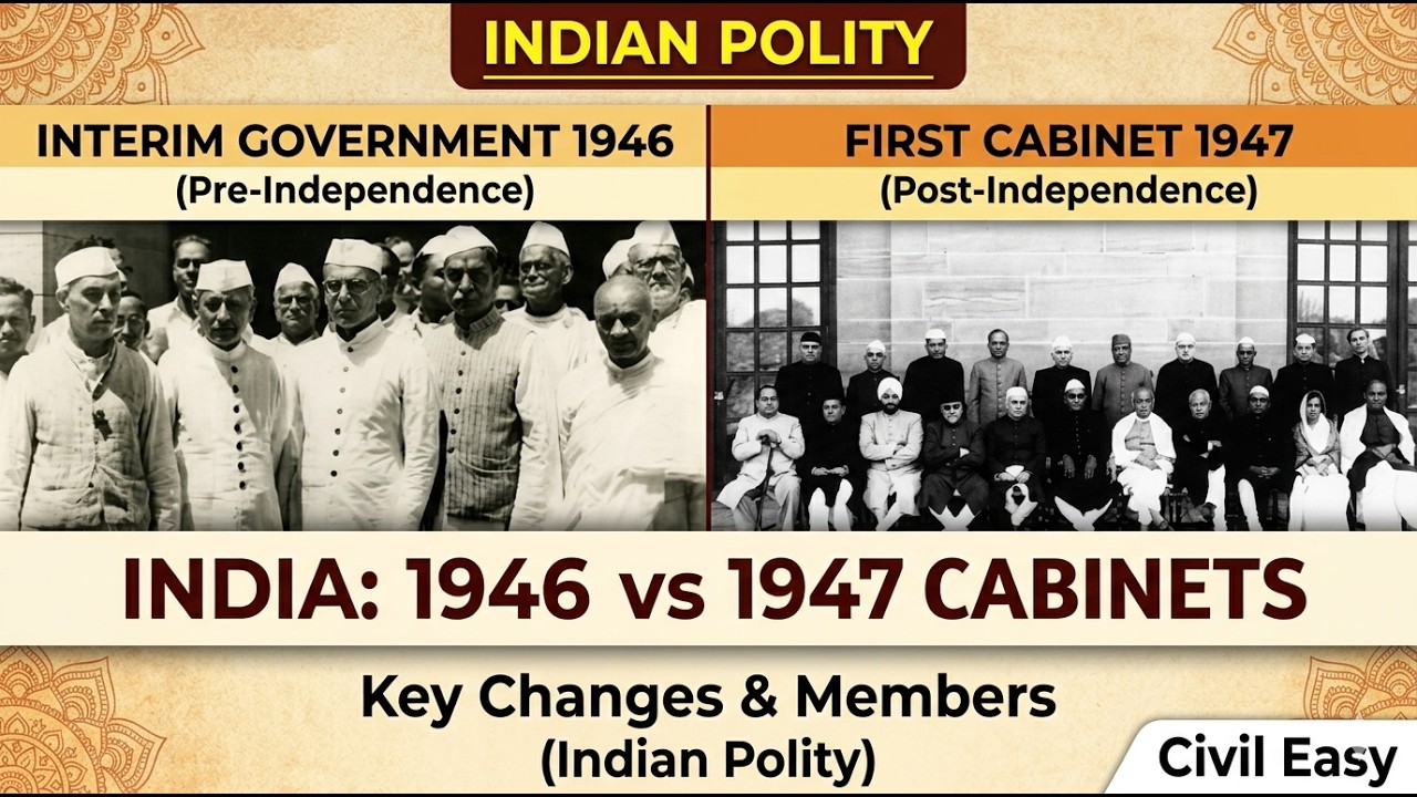 Lecture 6 :India Interim Government  1946 vs 1947 Cabinets(Indian Polity)
