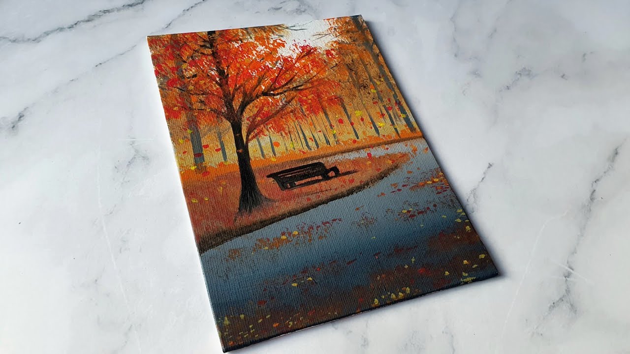 Autumn painting idea 🍂 easy acrylic painting for beginners ✨️