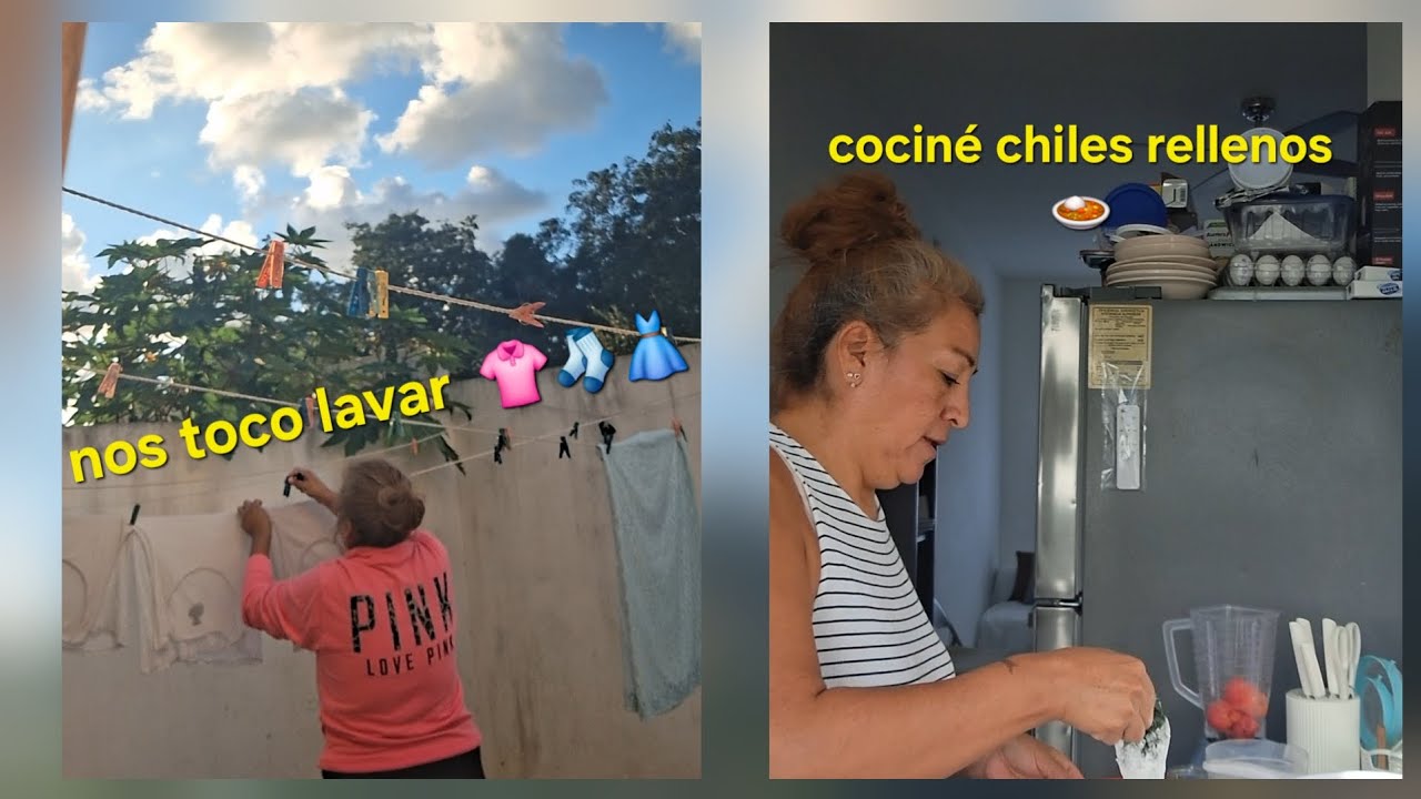 Nos tocó lavar 👚🧦👗,  cociné Chiles rellenos 🍛 