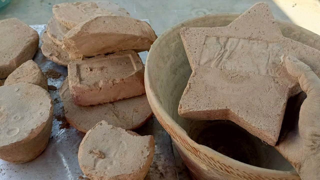 Asmr. Masterpiece creamy dirt dry crumbling in clay pot 