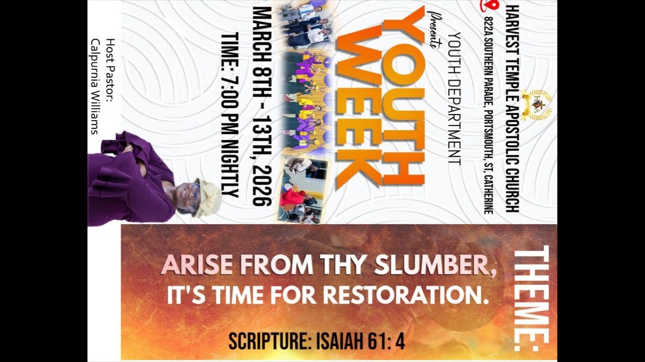 March 10, 2026: Tuesday Night in Youth Week 2026 at Harvest Temple Apostolic Church - Portsmouth