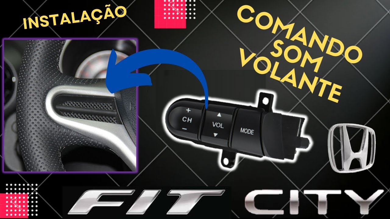 Como instalar Botões Comando Som Volante Honda Fit e Honda City