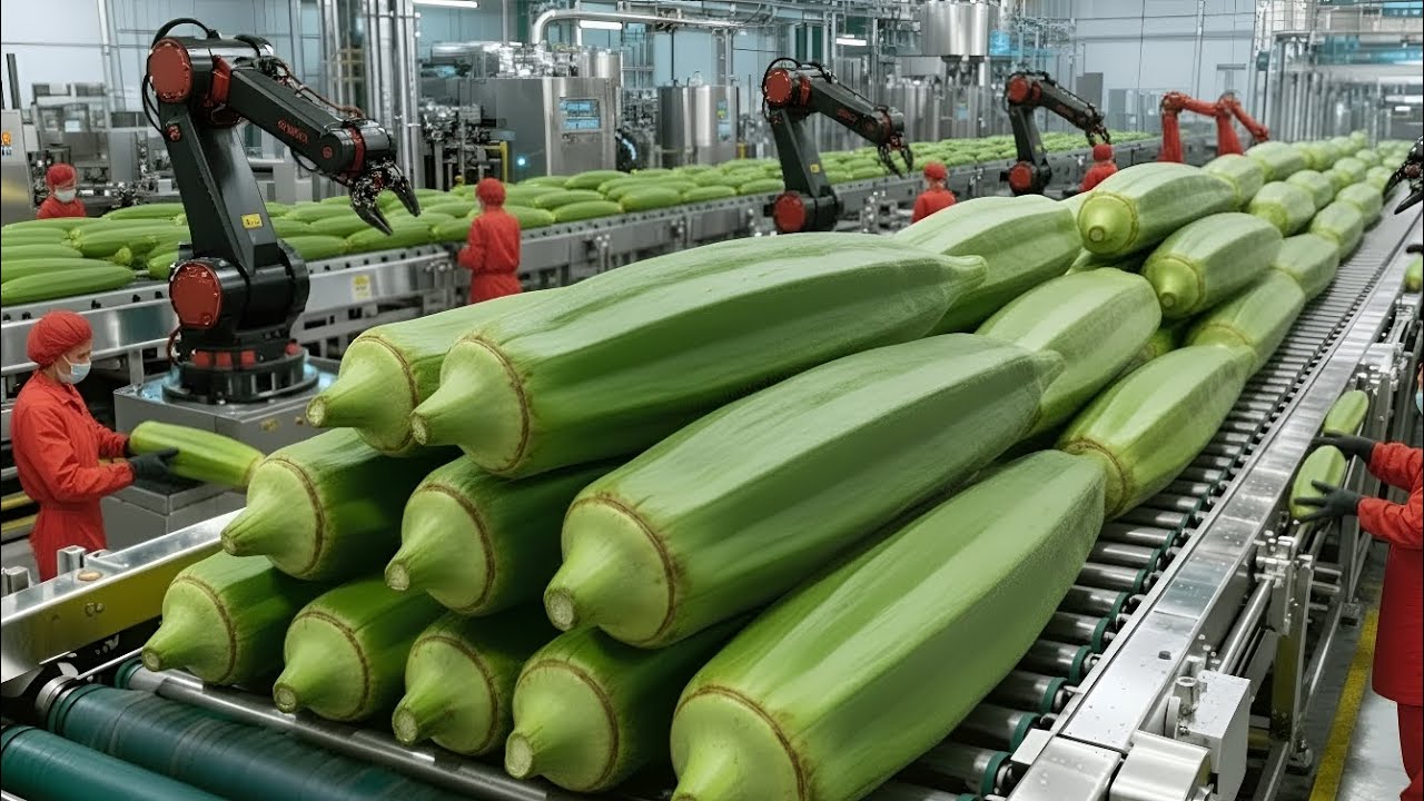 How Factories Process Okra | Complete Industrial Food Production Process