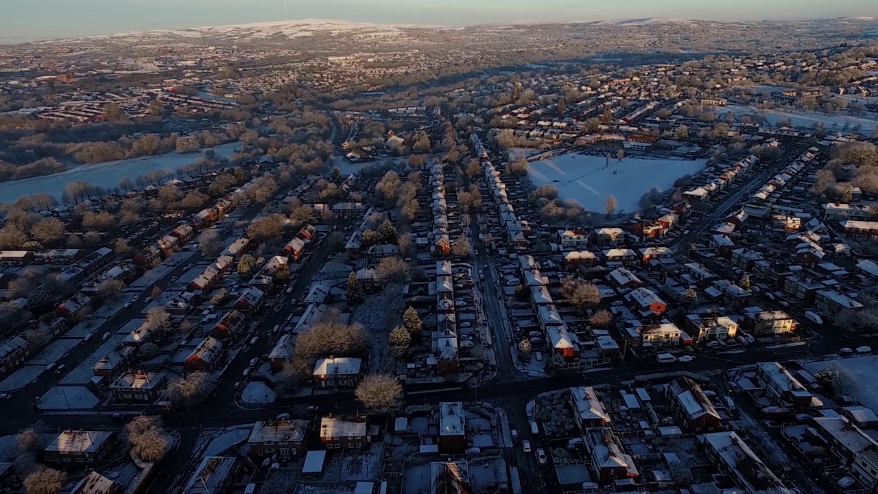 Breightmet and Darcy Lever in the snow of the rising sun