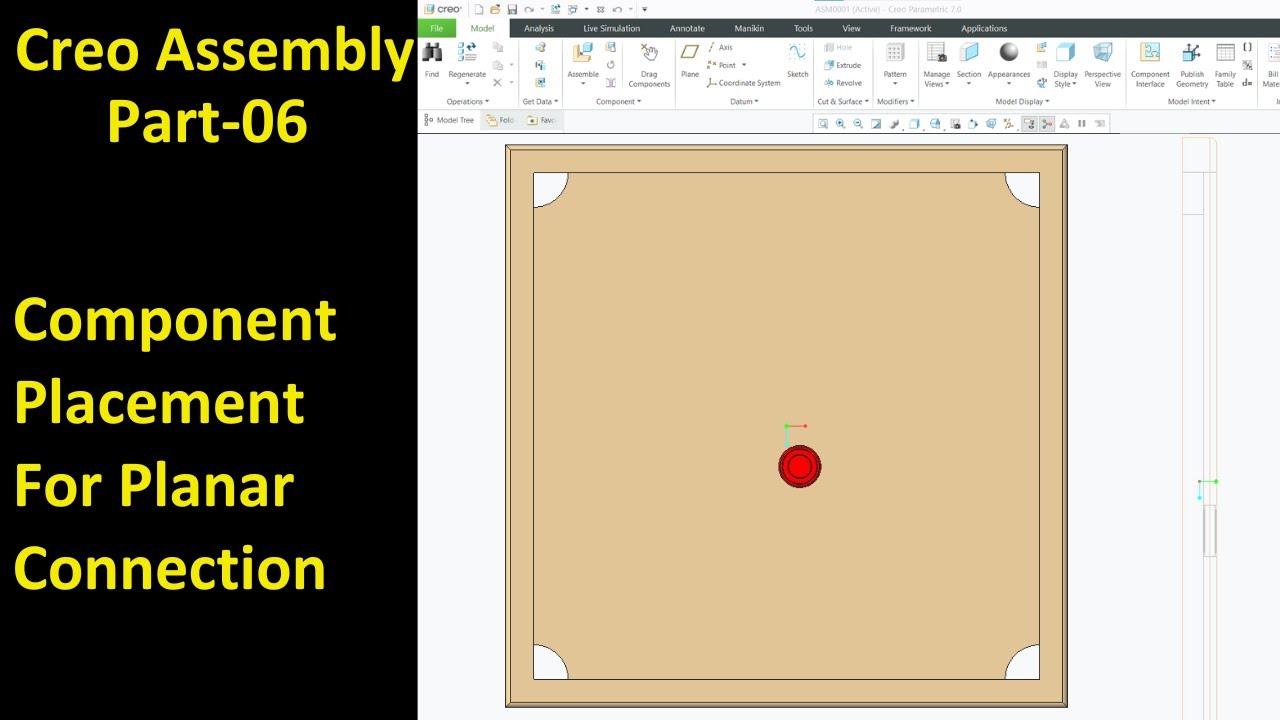 #06 Creo Assembly Design- Component Placement For Planar Connection