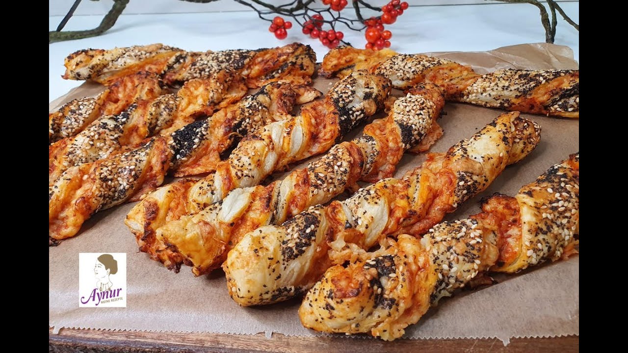 Blitzrezept I Knusprige Party Stangen mit Käse I Silvester Rezept I schnelle Blätterteig Stangen