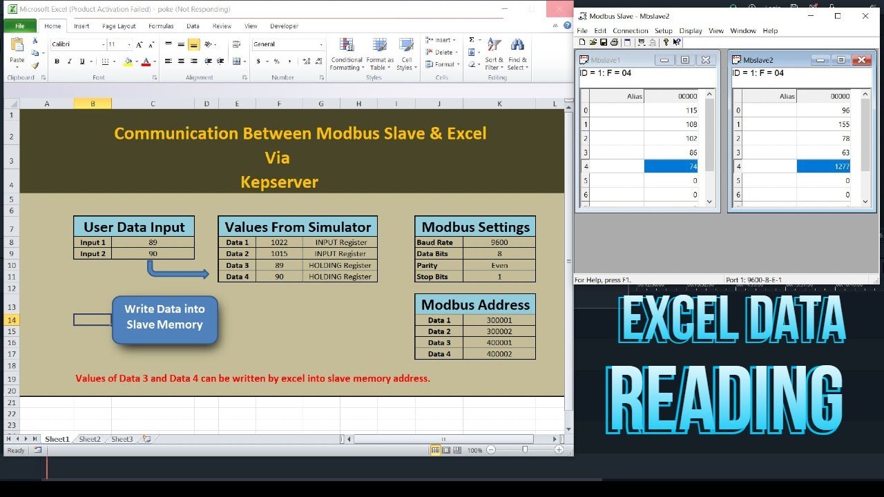 Modbus to Excel Live Data | KepServerEX DDE Tutorial for Industrial Automation