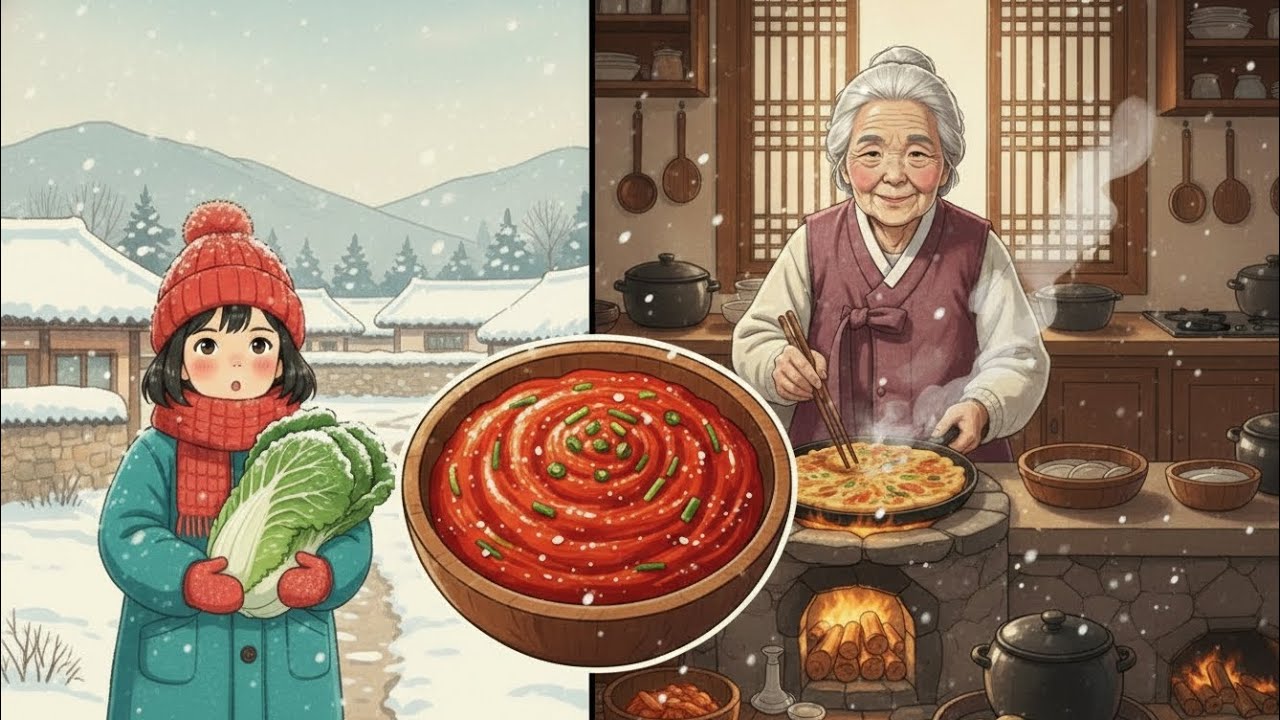  Grandma’s Kitchen in the First Snow: The Art of Making Winter Kimchi ❄️ | Ghibli-Style Video.