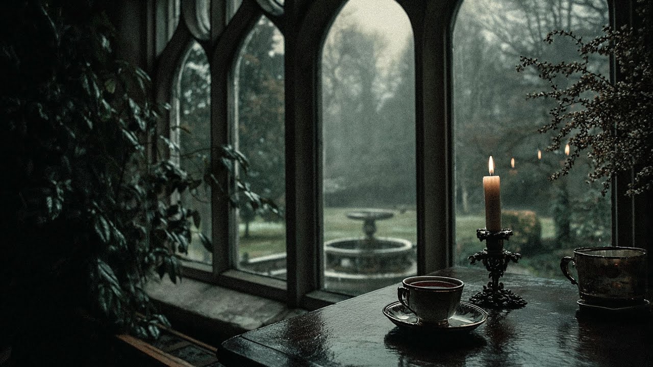 Rainy Tea Time 🌧️☕ Dark Academia Thinking Ambience