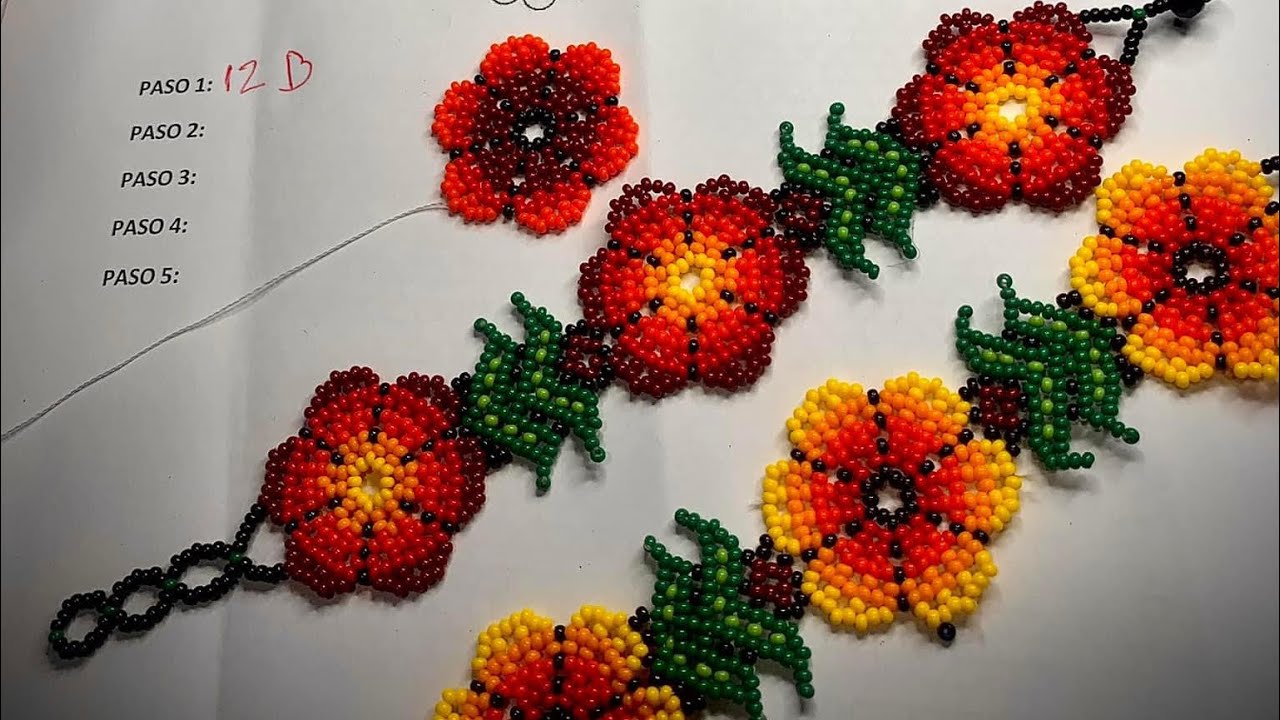 Arte Huichol - Pulsera de Flor de Peyote/Hikuri Parte 2 #13