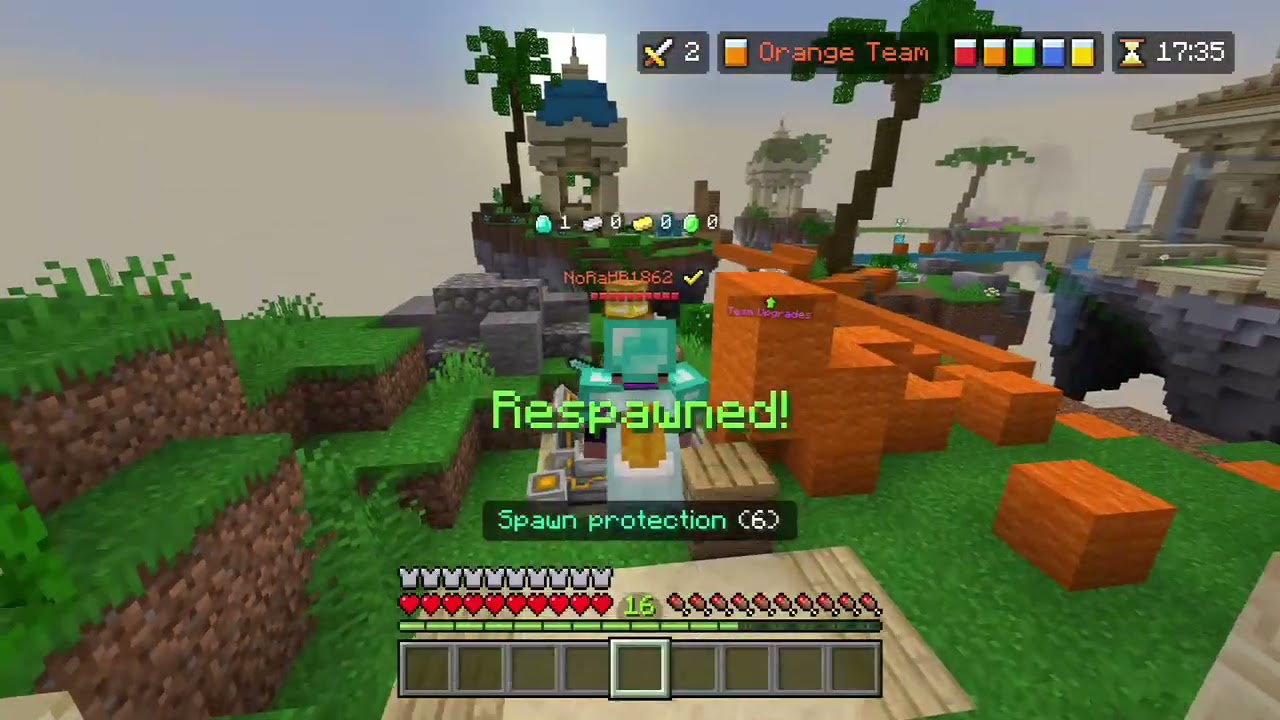 Playing HIVE bedwars in 3rd person again