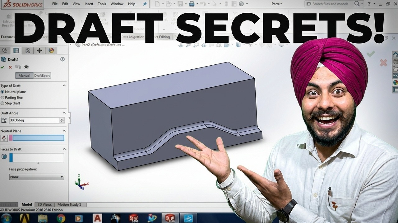 How to create Neutral , Parting Line and Step Draft in Solidworks 2016