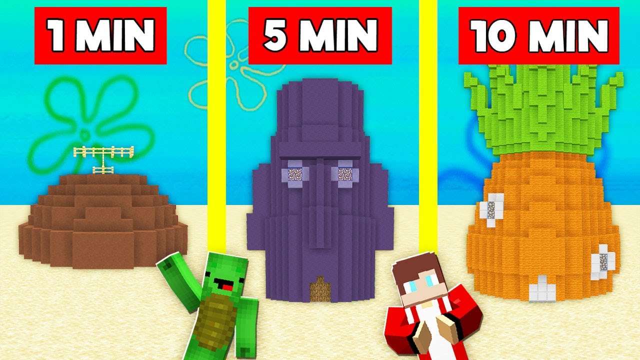 SPONGEBOB HOUSE BUILD BATTLE CHALLENGE In Minecraft - NOOB VS PRO - Maizen Mizen Mazien Parody