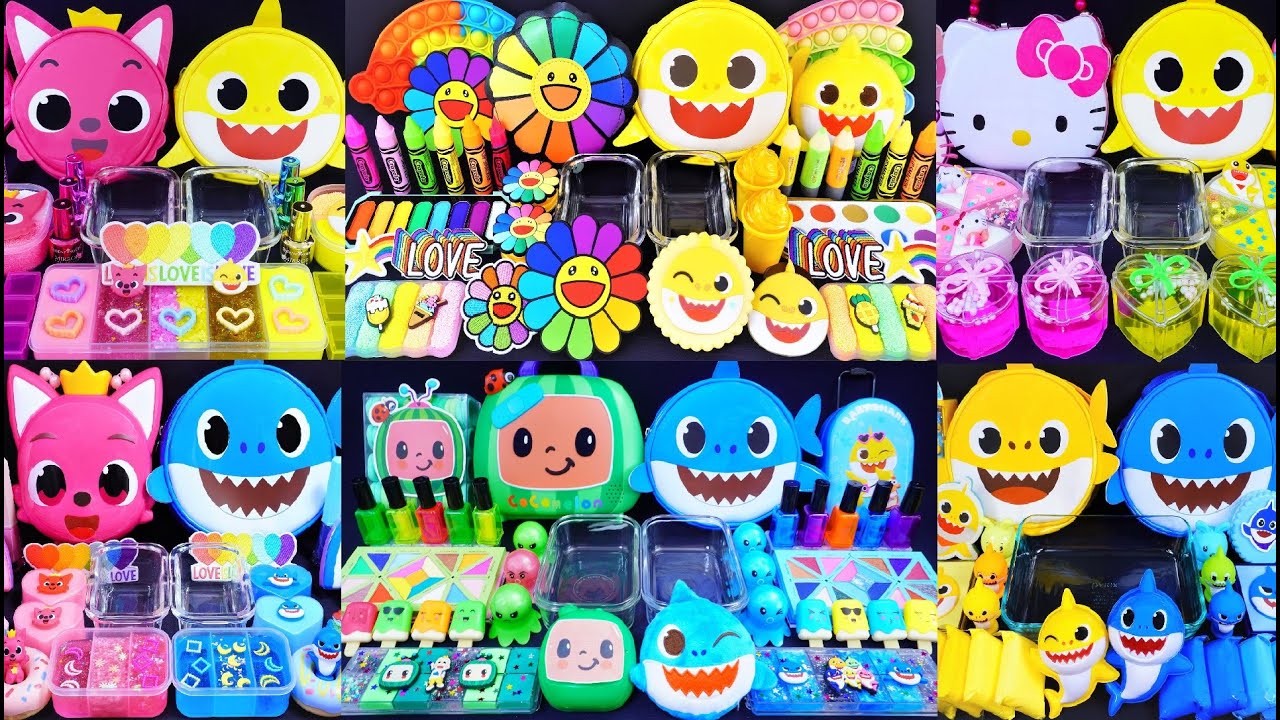 [About 2 hours of video] Baby Shark series Video!  🌈ASMR🌈 #satisfying  #슬라임 (181)