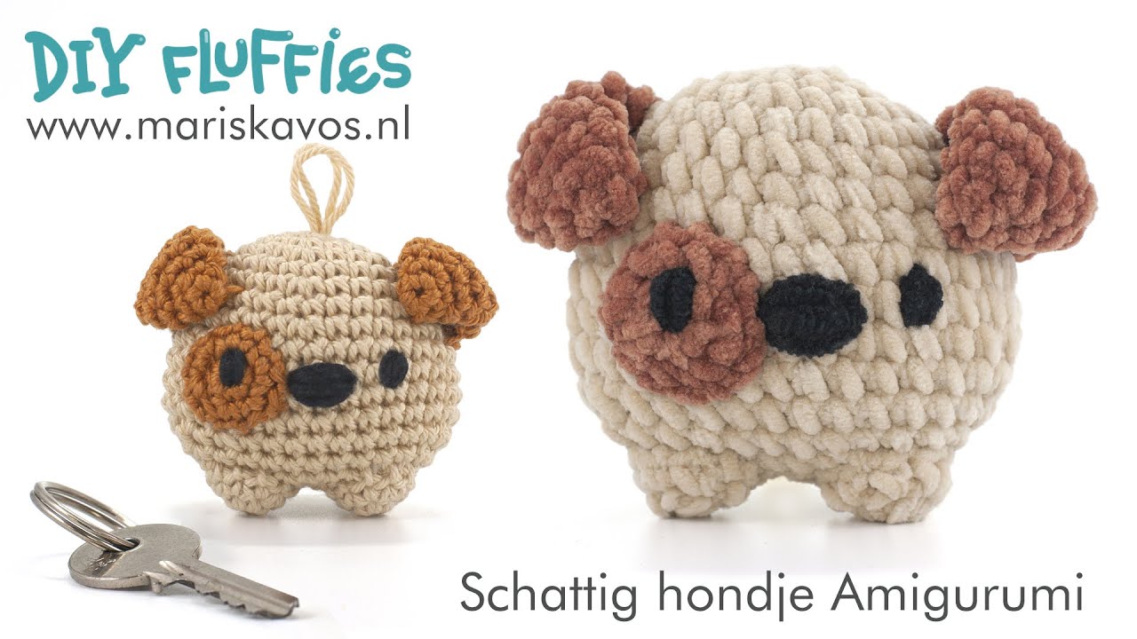 Schattige hond sleutelhanger haakpatroon - Leer Amigurumi haken - Nederlands