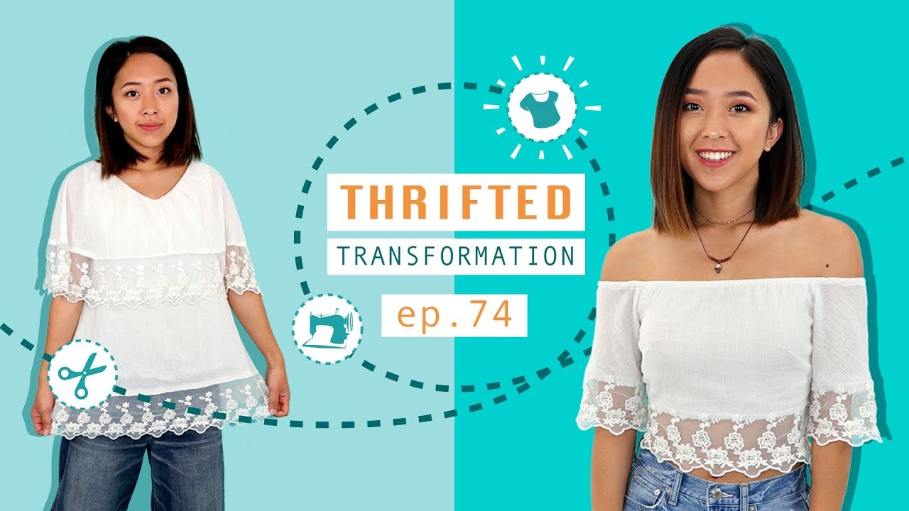 Thrifted Transformations Ep. 74 | DIY Off-Shoulder Top With Lace Detail