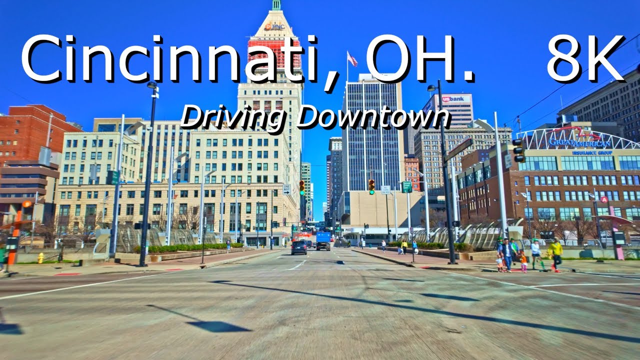 Cincinnati, OH. - 8K - Relaxing Video - Driving Downtown. [ASMR]