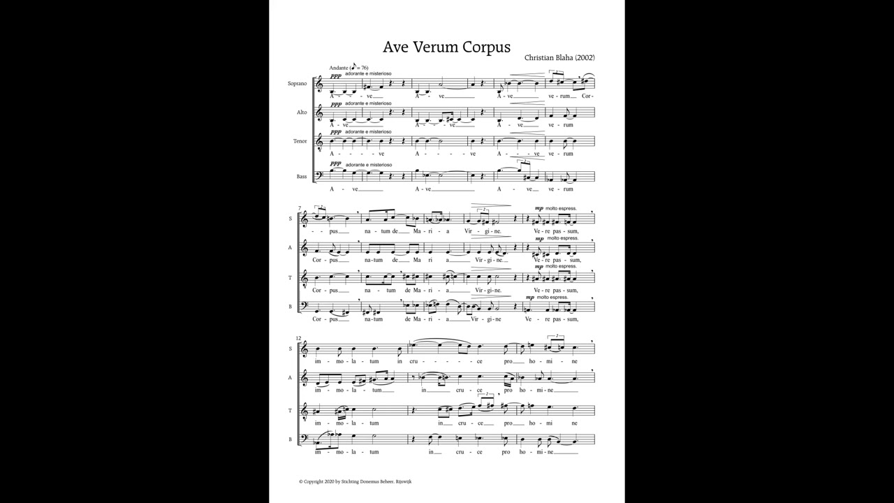 AVE VERUM - for mixed choir or soli &aacute; cappella | CHRISTIAN BLAHA (2002)