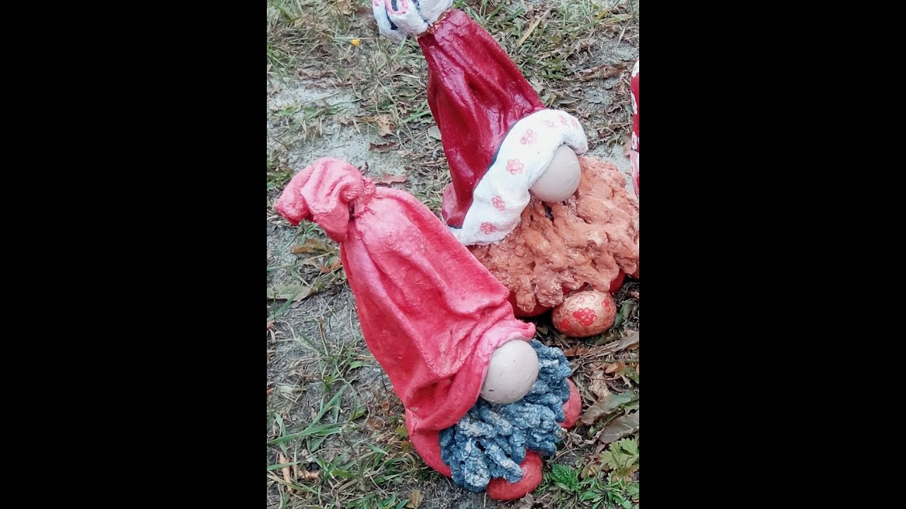 гномы из цемента, своими руками,украшение для сада.