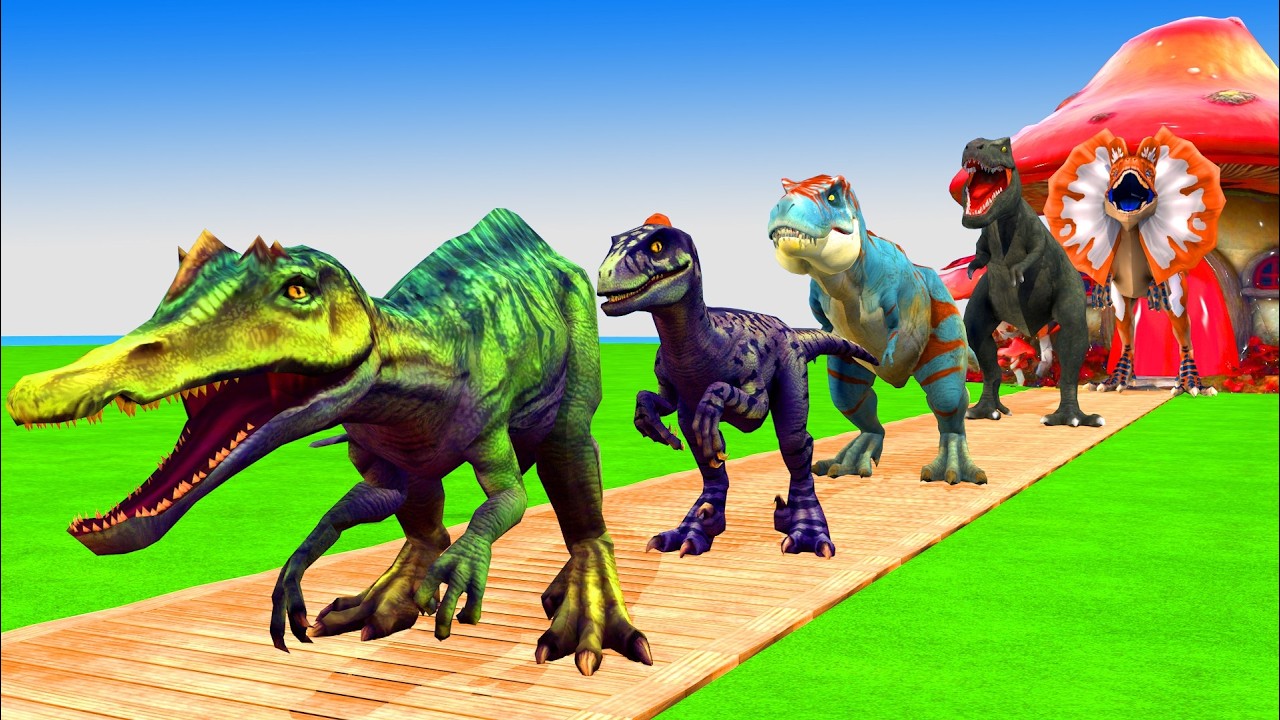 Long Slide Game With Elephant Gorilla Buffalo Hippopotamus Tiger - 3d Animal Game - Funny 3d Animals