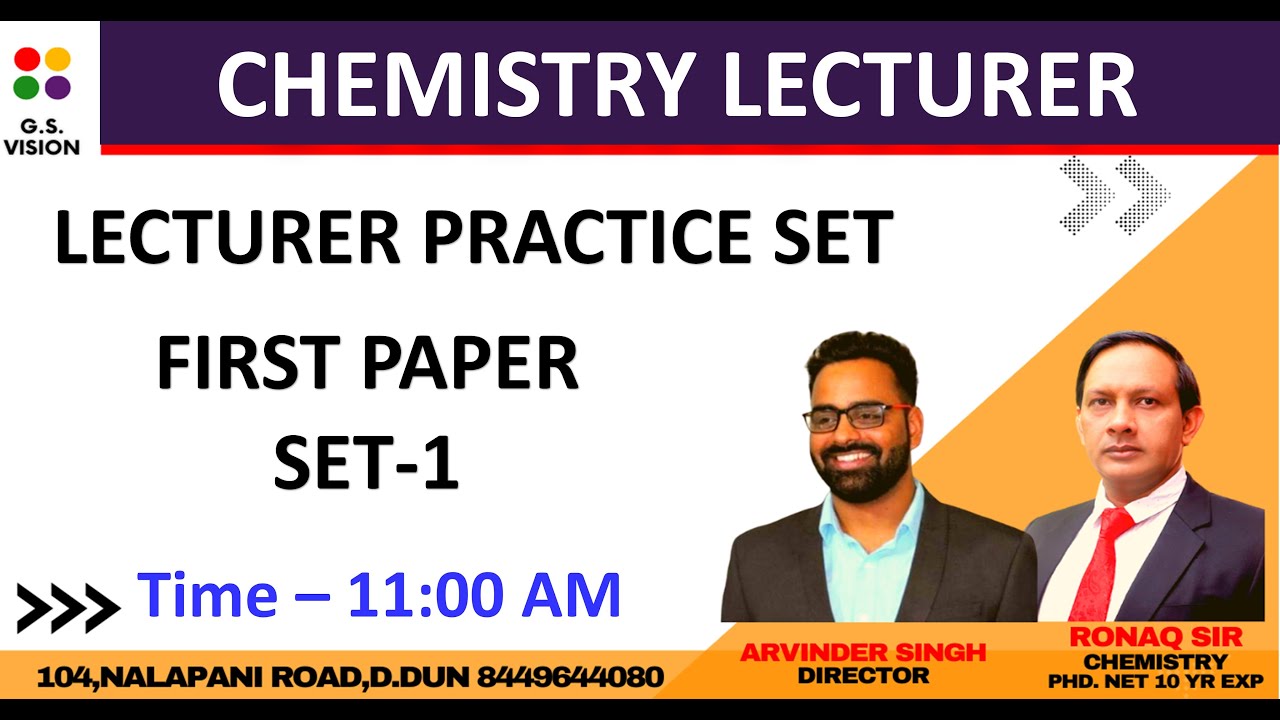 CHEMISTRY FIRST PAPER-01 I I SOLUTION ।। LECTURER TEST SERIES