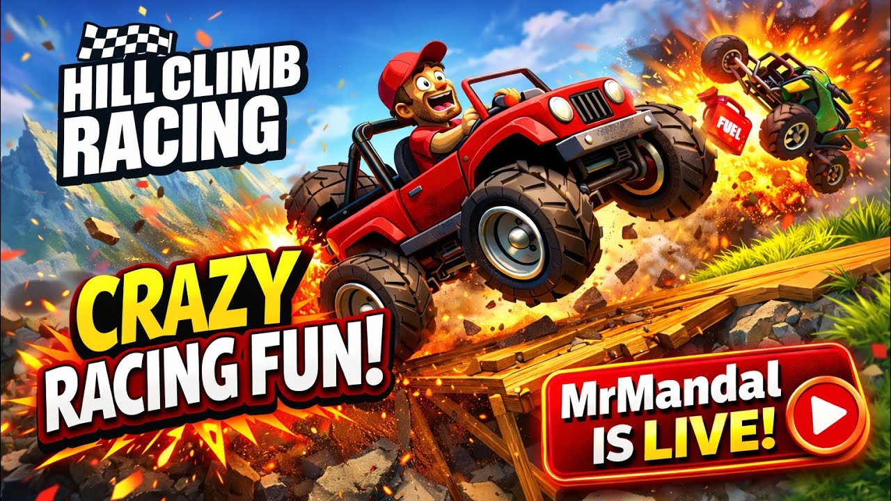 Crazy game Hill Climb Racing 🚗 Racing Fun &Create New Record #mrmandal #hillclimbracing