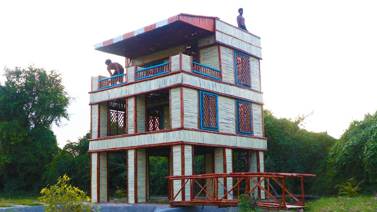 [Full Video] Build Creative Three Story Bamboo Resort House By Ancient Skills