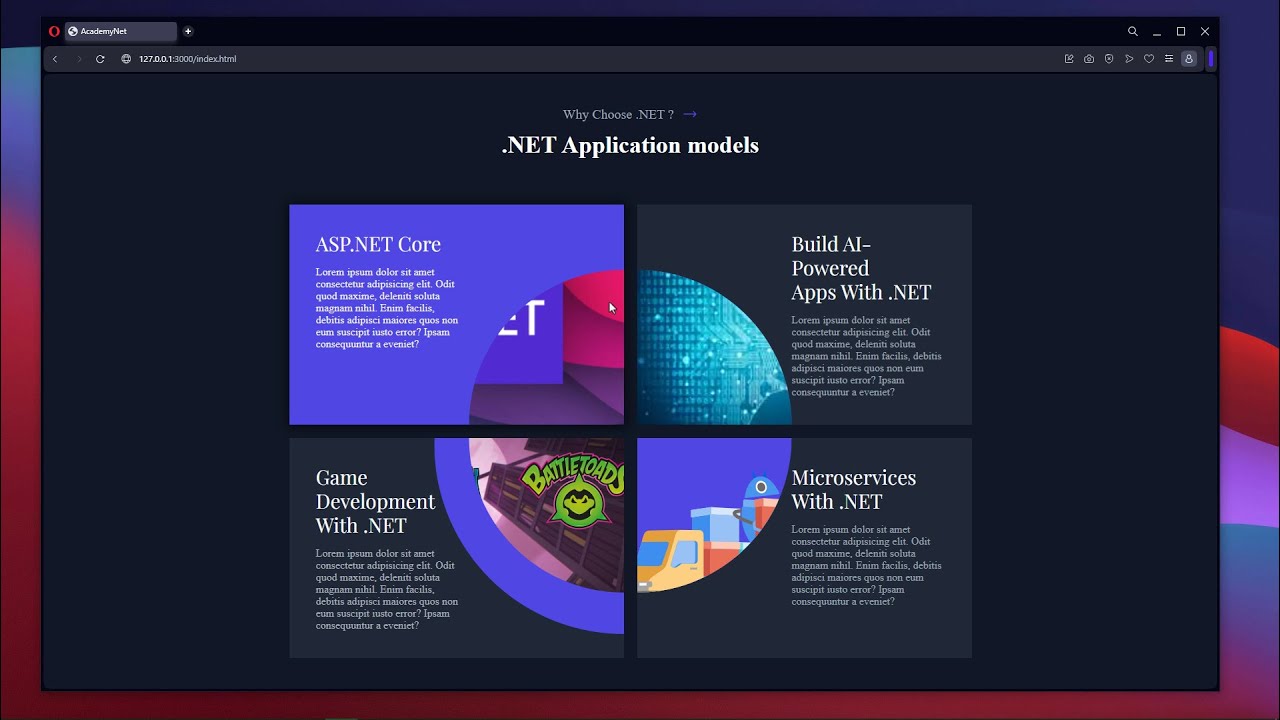Designing The Cards Section of The .NET Platforms | HTML CSS JS Tutorial