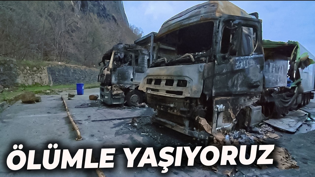 Tır Parkında K&uuml;l Olan Tır'lar ! / U&ccedil;urum Kenarında Kar'lı Yolda Yolculuk / 3 Tır G&uuml;rcistan Seferi