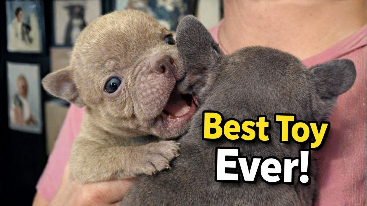 Маленький щенок считает уши своего брата лучшей игрушкой на свете 😂🐶