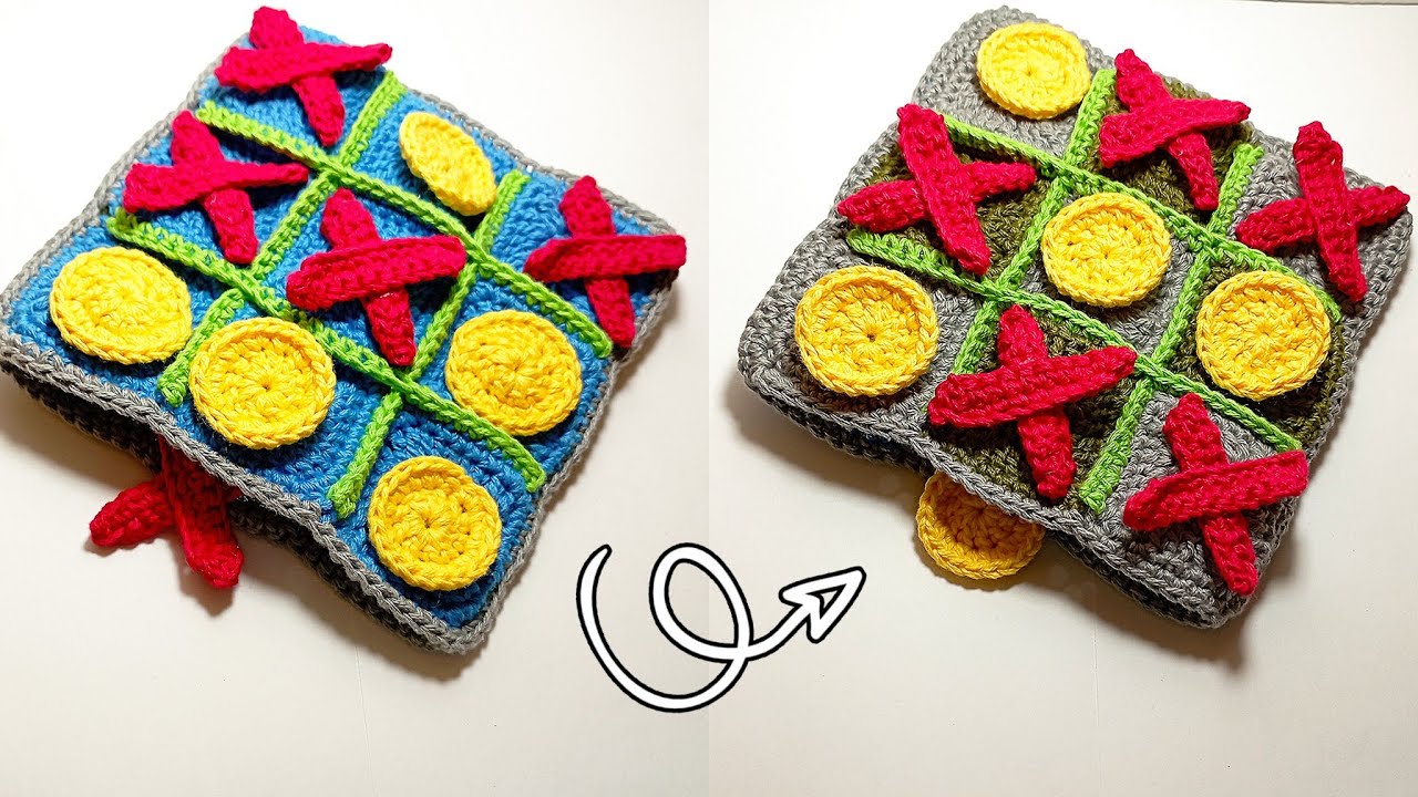 Juego del gato | tateti | 3 en raya | cruz y circulo tejido a crochet  #juegosyjuguetescrochet