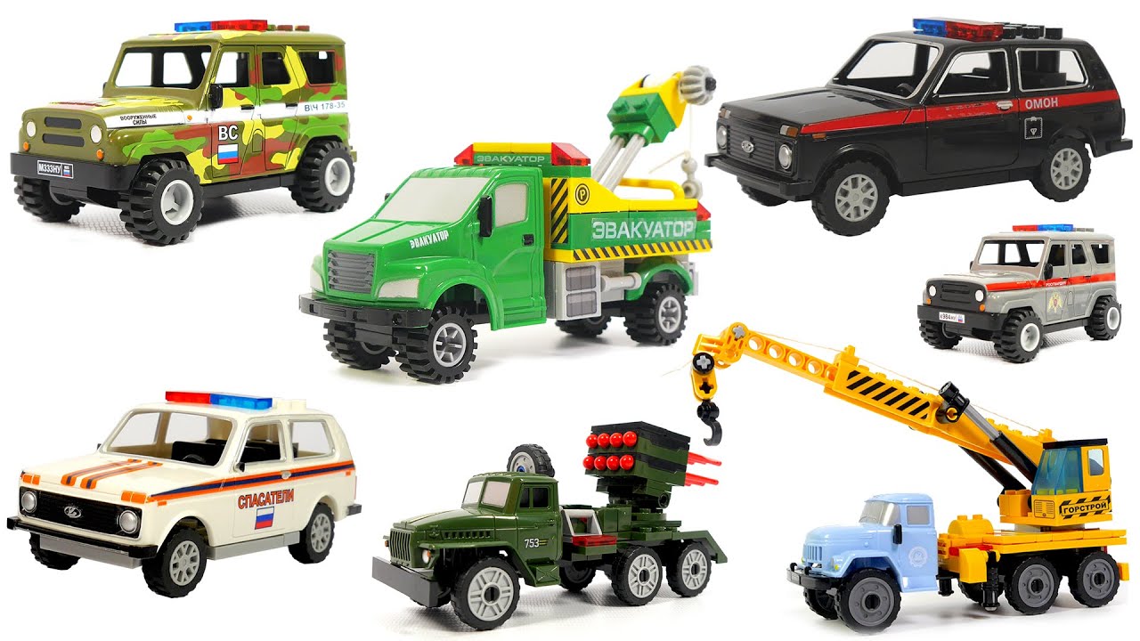 My big Russian cars collection bricks sets . GAZ, UAZ, LADA Niva, URAL trucks