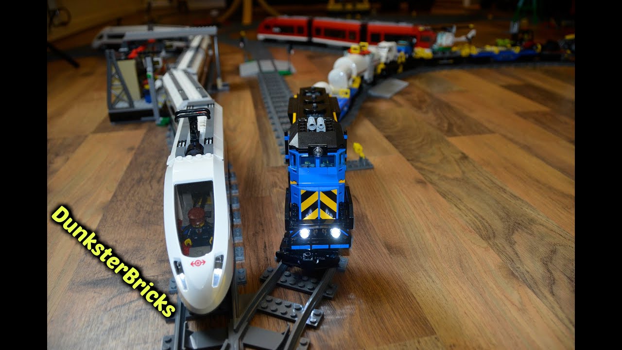Super Long LEGO Train Track Setup! With Modified Cargo and Passenger Trains