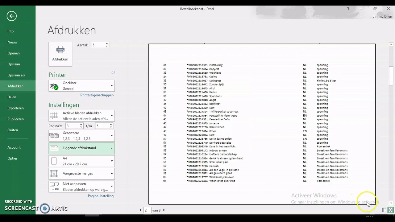 MS Excel - Werkmappen / Werkbladen afdrukken