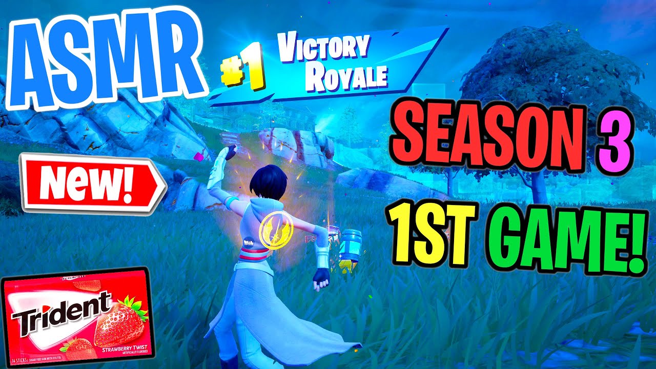 ASMR Gaming 😴 Fortnite Season 3 my 1st Game! Relaxing Gum Chewing 🎮🎧 Controller Sounds + Whispering💤