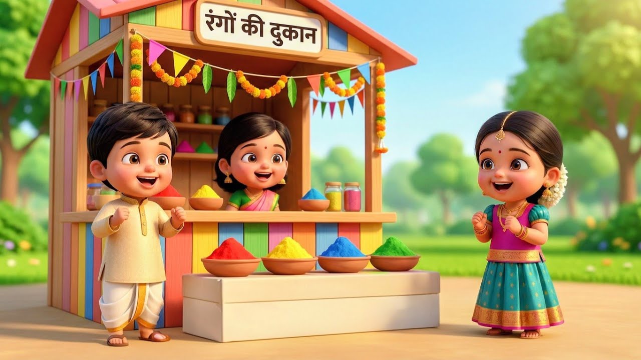  | Rangon Ki Dukaan | Colors Learning Hindi Rhymes for Kids | Holi Special | Nanhu TV