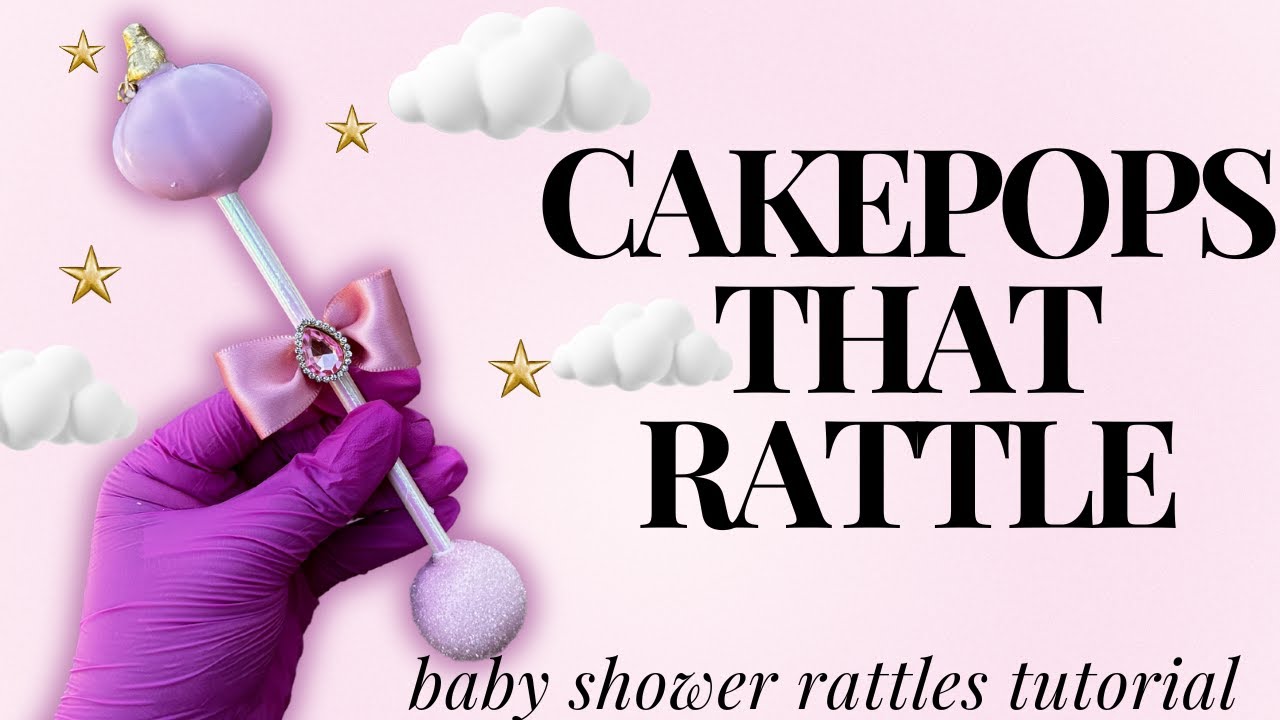 How to make cakepop rattles for a baby shower easy tutorial! Pink pumpkin theme dessert table!